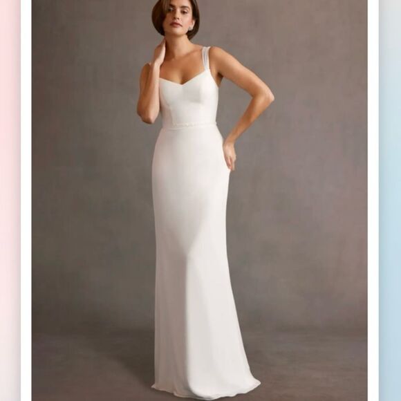 NWT Azazie Violette Diamond White Maxi Wedding Dress - Picture 1 of 8